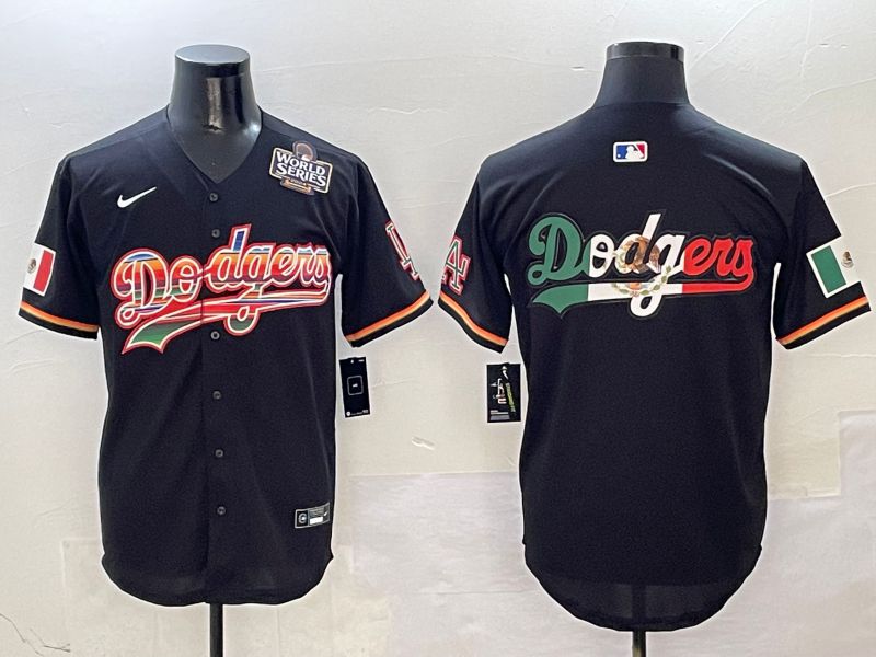 Men Los Angeles Dodgers Blank Black rainbow Nike 2025 MLB Jersey style 9